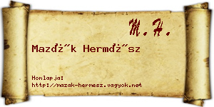 Mazák Hermész névjegykártya